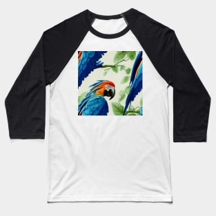 Colorful Blue Macaw on Perch, Seamless Tile Pattern Baseball T-Shirt